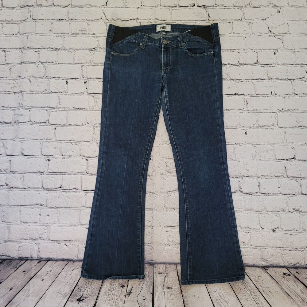 Paige Jeans  Womens Sz 27 Skyline Boot Blue Dark Wash Stretch Elastic Waist
